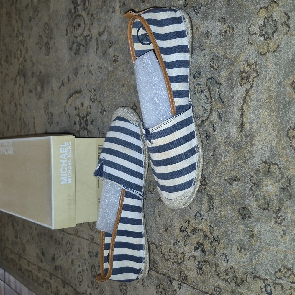 Michael Kors Kids Navy and White Striped Moccasins - Picture 6 of 6